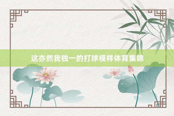 这亦然我独一的打球模样体育集锦