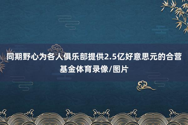 同期野心为各人俱乐部提供2.5亿好意思元的合营基金体育录像/