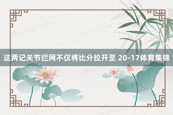这两记关节拦网不仅将比分拉开至 20-17体育集锦