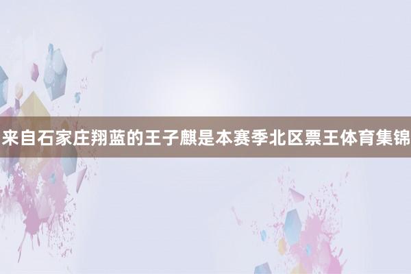 来自石家庄翔蓝的王子麒是本赛季北区票王体育集锦