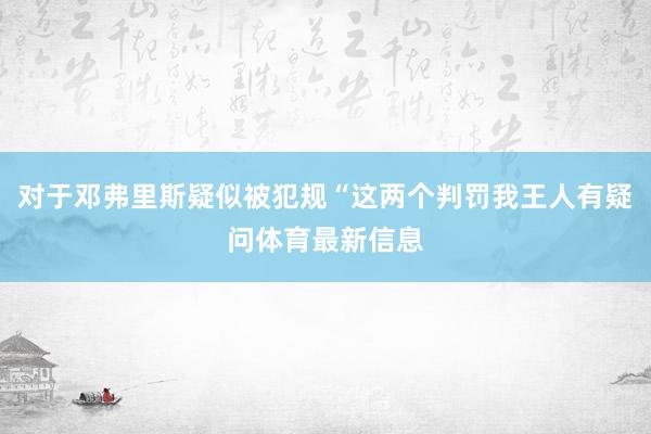 对于邓弗里斯疑似被犯规“这两个判罚我王人有疑问体育最新信息