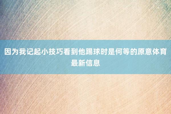 因为我记起小技巧看到他踢球时是何等的原意体育最新信息